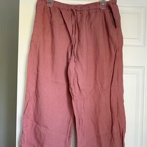 Splendid Linen Blend Wide Leg Cropped Pants L